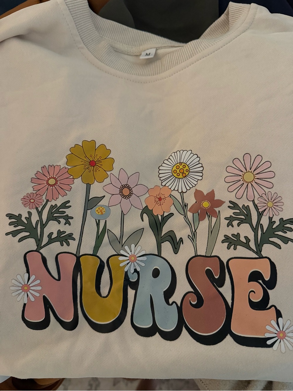 Nurse Floral Graphic Sweatshirt - Cream